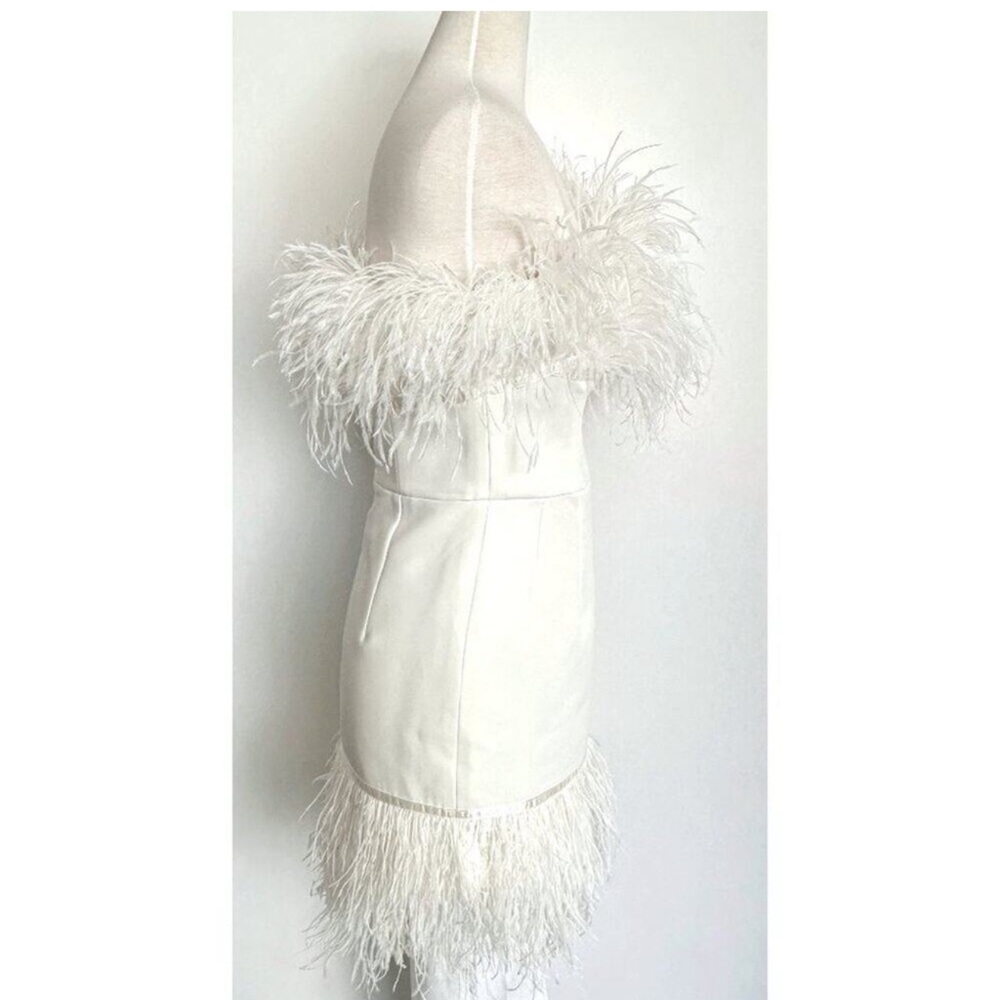 Bronx and Banco Lola Blanc Strapless Feather Mini Dress, small size 4 NWT - Picture 6 of 8